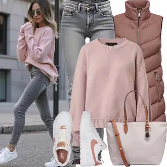 Outfity na zimu s Šedá/Světle šedá Motorkářské Džíny/High Waist Džínové Kalhoty/Džíny s Rozparkem/Kožená bunda/Sweat Džíny/Termální Džíny/Kožená Pánská Bund ONLY (tall) "Stylový vzhled pro podzim"