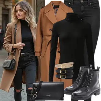 Outfit sa Crna/Ljubičasta Basic Džemper/Fini Pleteni Džemper/Džemper sa Spuštenim Ramenom/Džemper s Okruglim Izrezom/Izrezani Džemper/Jednostavni Džemper/Kratki Džemper/Termo Džemper/Džemper bez leđa/Pulover s Rol Ovratnikom studio select "Trendi Jesenska Odjeća"