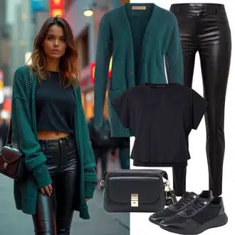 Outfit s Černá Bota Letní tenisky/Kožené tenisky/Nízká Teniska/Teniska s dírkovaným vzorem/Teniska se Třpytkami/Teniska teddy Guess "Volný oděv"