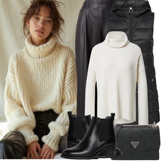 Outfit sa Crna Parka velike veličine/Haljina Veći Broj JdY "Zimske Odjeće"