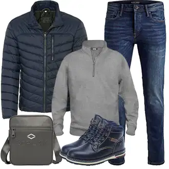 Outfit mit Hellgrau/Grau/Dunkelgrau Sport Sweatshirt/Women's Fleece Sweatshirts/Half-zip Hoodie/Pullover mit Stehkragen/Pullover mit Reißverschluss noTrash2003 "winter outfit"