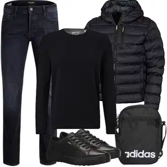 Winter Outfits Warme mit Schwarz/Dunkelblau Isolationsjacke/Kapuzenjacke/Winterjacke/Daunenjacke/Puffer Jacke Calvin Klein "winter outfit"