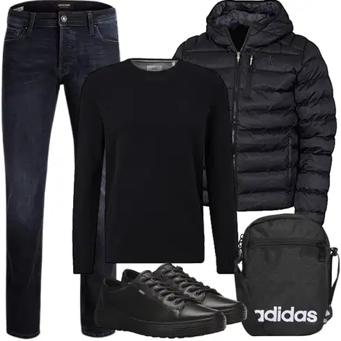 Schwarz/Dunkelblau IsolationsJacke/KapuzenJacke/WinterJacke/DaunenJacke/Puffer Jacke Calvin Klein kombinieren