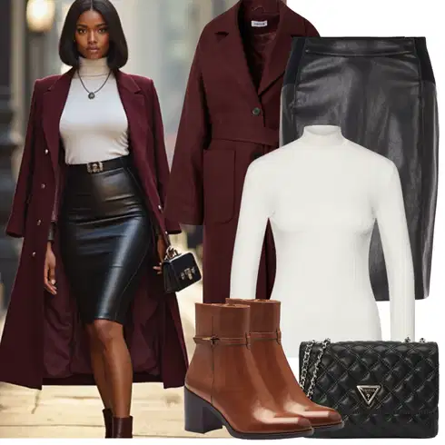 Kombinace Nový Rok Černá Sukně z umělé kůže/Kožená Sukně Kožená Minisukně/Kožená Sukně VERO MODALook: Bar, 40. narozeniny, Koncert, Nový Rok, Škola, Zvláštní příležitosti, Matriční úřad, Párty, Narozeniny