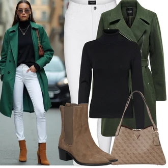 Outfit sa Siva/Bijela/Krem Skinny Hlače/Jeggings/Tajice s Prorezom/Termo Hlača/Tajice visokog Struka/Treggings VERO MODA "Zimske Odjeće"