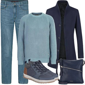 Outfit mit Dunkelblau Schulranzen/Schultertasche/Schultertasche/Umhängetasche Tamaris "winter outfit"