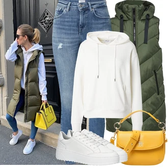 Outfity na zimu s kapucí s Bílá/Krémová/Khaki/Šedá Nezařazené MSCH Copenhagen "Zimní Outfity"