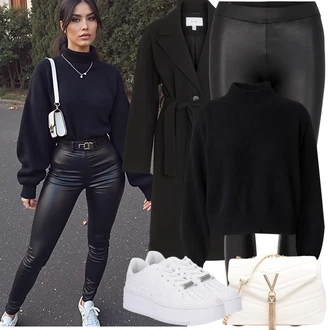 Outfit sa Crna Prijelazni Kaput/Dugi kaput/Ljetni Kaput/Midi Kaput/Kaput od Kašmira/Zimski Kaput Vuneni kaput/Trenč Kaput/Vuneni Kaput/Baloner Vila "Zimske Odjeće"