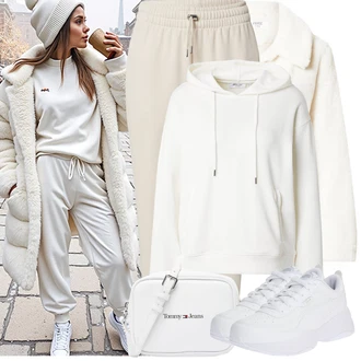 Umělá kožešina Outfit s Bílá/Krémová/Béžová Nezařazené shyx "Zimní Outfity"