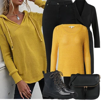 Outfit sa Crna loden kaput/Dugi kaput/Kaput od Kašmira/Zimski Kaput Vuneni kaput/Midi Kaput/Vuneni Kaput Vila "Zimske Odjeće"