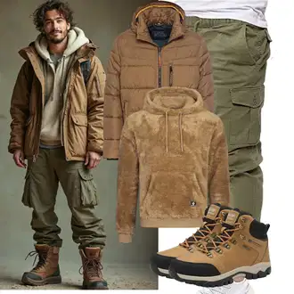 Outfit mit Dunkelgrün/Khaki Boyfriend Hose/Jogger Hose/FreizeitHose/Cargo-JoggingHose/Kurze Hose/Capri/CargoHose/Cargo Short PITTMAN "Winter Outfits"