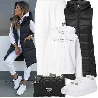 Outfit sa Crna Parka velike veličine/Haljina Veći Broj JdY "Zimske Odjeće"