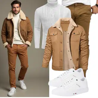 Winter Outfits Warme mit Braun/Khaki/Beige Wachsjacke/Außergewöhnliche Jacke/Trachtenstrickjacke/Wolljacke/Cordjacke/Vintage Jacke/Winterjacke/Herbstjacke/Holzfäller Jacke Svanco "Winter Outfits"