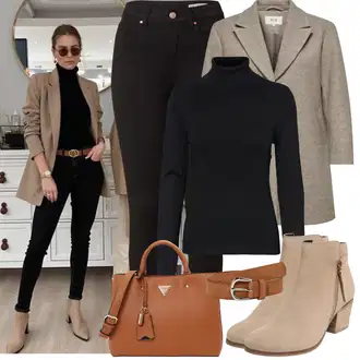 Outfit sa Bež/Narandžasta/Smeđa Ženski Opasak bez Kopče/Ležerni Remen/Klasični Remeni/Kožni Remen/Široki Pojas About You "Zimske Odjeće"