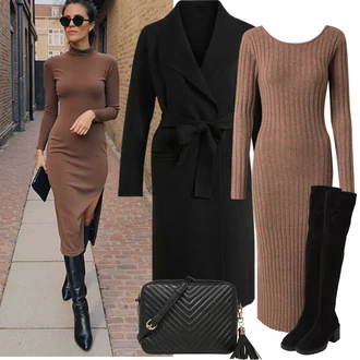 Outfit sa Crna loden kaput/Dugi kaput/Kaput od Kašmira/Zimski Kaput Vuneni kaput/Midi Kaput/Vuneni Kaput Vila "Zimske Odjeće"