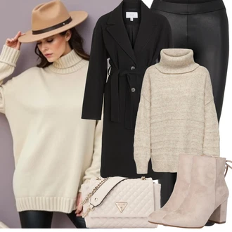 Outfit sa Crna Prijelazni Kaput/Dugi kaput/Ljetni Kaput/Midi Kaput/Kaput od Kašmira/Zimski Kaput Vuneni kaput/Trenč Kaput/Vuneni Kaput/Baloner Vila "Zimske Odjeće"