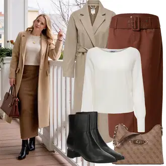 Outfiti za skunje Svatovski gost sa Crvena/Smeđa bella x about you "Zimske Odjeće"