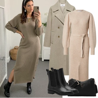 Outfit sa Bež/Smeđa/Kaki Prijelazni Kaput/Kaban Kaput/Vojnički Kaput/loden kaput/Kaput od Kašmira/Midi Kaput/Vuneni Kaput/Vintage Kaput/Lagani Kaput/Zimski Kaput Vuneni kaput Only "Zimske Odjeće"