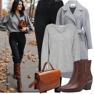 Outfity z džínu Skinny s Černá Kožená bunda/Motorkářské Džíny/Termální Džíny VERO MODA "Zimní Outfity"