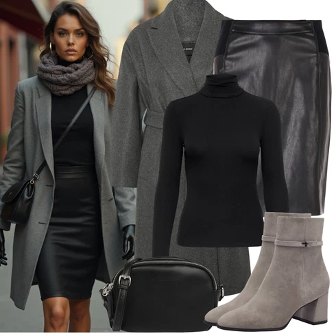 Kombinace Nový Rok Černá Sukně z umělé kůže/Kožená Sukně Kožená Minisukně/Kožená Sukně VERO MODALook: Bar, 40. narozeniny, Koncert, Nový Rok, Škola, Zvláštní příležitosti, Matriční úřad, Párty, Narozeniny