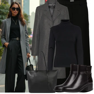 Kombinacije za zimu sa Crna Trenirka Muška Kožna Jakna/Široka Hlača/Hlače s Prorezom/Poslovna Hlača/Lepršave Hlača/Bootcut Hlača/Marlene Hlača/Hlača od Odijela/Duga Hlača Object "Zimske Odjeće"