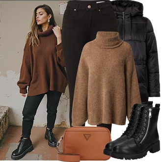Outfit s Černá/Šedá Mokasín/Mokasín/Lodička s Přezkou/Teniska s dírkovaným vzorem/Chunky Tenisky/Barefoot bota/Tenisky s Bočním Zipem About You "Zimní Outfity"
