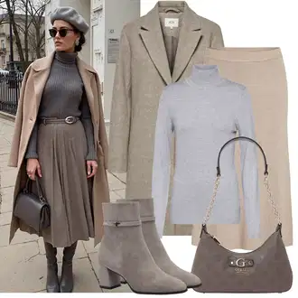 Outfiti za skunje S oblinama sa Siva Pletivo Veći Broj/Bluza Veći Broj/Majica I Top Veći Broj Ichi "Zimske Odjeće"