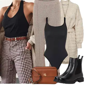 Outfity na zimu s Khaki/Béžová/Hnědá Móda Pro Plnoštíhlou Pletenina veľkej veľkosti/Tunika/Kabát Only "Zimní Outfity"
