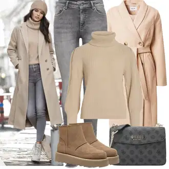 Outfity na zimu s Šedá/Světle šedá/Tmavě šedá Džíny Kožená bunda/Džíny s Rozparkem/Slim Fit Džíny/Džíny s Nízkým Sedem/Kožené Boty/Motorkářské Džíny/High Waist Džínové Kalhoty/Termální Džíny/Zimní bunda/Push up Džín Only "Zimní Outfity"