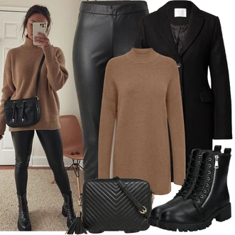 Outfit s Černá/Šedá Mokasín/Mokasín/Lodička s Přezkou/Teniska s dírkovaným vzorem/Chunky Tenisky/Barefoot bota/Tenisky s Bočním Zipem About You "Zimní Outfity"