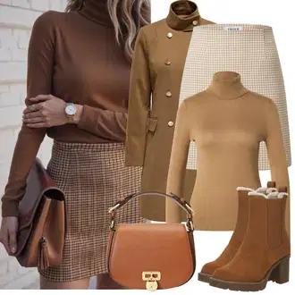 Outfiti za skunje Svatovski gost sa Bež/Kaki/Smeđa Edited "Zimske Odjeće"
