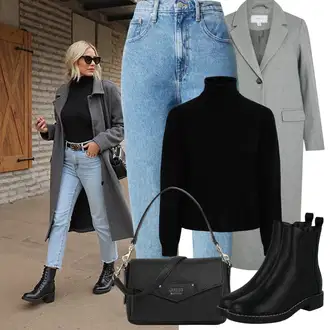 Kombinacije s "mom" trapericama Stil sa Svjetloplava/Plava Mom Jean/High Waist Traperice/Boyfriend Jeans/Vrećaste Traperice/Girlfriend Traperice/Dad Traperice/Skraćene Traperice/Vintage traperice/Sužene Traperice "Zimske Odjeće"