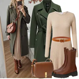 Outfit sa Smeđa/Narandžasta/Bež Ležerni Remen/Kožni Remen/Klasični Remeni/Ženski Opasak bez Kopče/Široki Pojas Pieces "Zimske Odjeće"