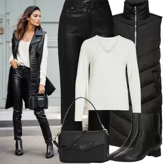 A line Outfit sa Crna Parka velike veličine/Haljina Veći Broj JdY "Zimske Odjeće"