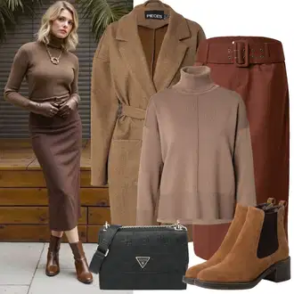 Outfiti za skunje Svatovski gost sa Crvena/Smeđa bella x about you "Zimske Odjeće"