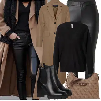 Outfit s Černá/Hnědá Kozačka Chelsea Boty/Bota na platformě/Kožená kotníková bota/Kožená bunda/Letní kotníková Kozačka/Bota na Platformě/Kotníková Bota Na Podpatku/Kotníková Bota s Podšívkou Tamaris "Zimní Outfity"