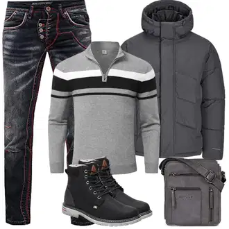 Winter Outfit mit Schwarz Wattierte Stiefel/Wasserdichter Stiefel/Winter Stiefel/Herren Lederschuhe/Schnürstiefelette/Klassischer Stiefel/Gefütterte Stiefelette/Winter Stiefelette/Winter Sneaker Mishansha "Winter Outfits"