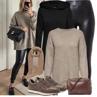 Outfit s Černá Přechodový Kabát/Softshellový Kabát/Kabát s Kapucí/Lodenový kabát/Scuba Kabát Only "Stylový Zimní Outfit"