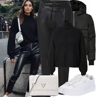 Kombinacije za zimu Vjenčanje Nevesta sa Bijela Niska Tenisica/Tanka tenisica/Tenisica s platformom/Rupičasta tenisica Puma "zimski outfit"Look: Vjenčanje, Koncer, Škola, Sprovod