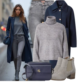 Outfit s Hnědá/Béžová Kozačka Chelsea Boty/Kotníková Bota s Podšívkou/Letní kotníková Kozačka Tamaris "Zimní look"