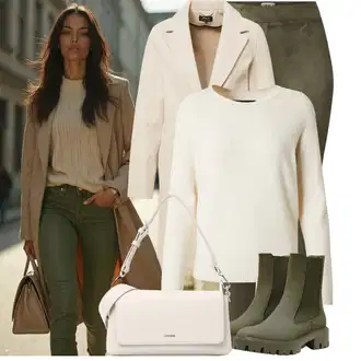 Outfit s Tmavě zelená Chelsea Boty/Gumová Kotníková Bota/Kožená bunda Only "Vánoční outfit"