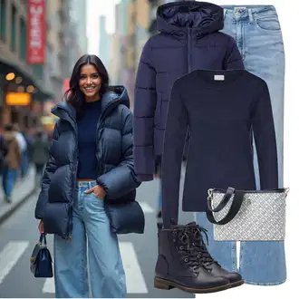 Stil Outfit sa Svjetloplava Traperice Široke Nogavice/Ženske Traperice 7/8 Dužine/Dad Traperice/Traperice s Prorezom/Culotte Traperice/Vintage traperice/Traperice Opuštenog Kroja/Trapez Traperice/Muška majica/Skraćene Traperice Only "Zimski Outfit"