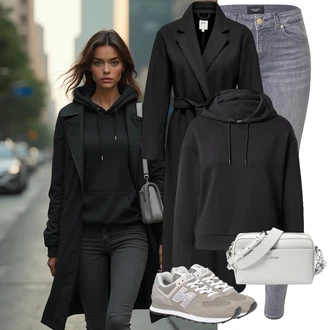 Outfit sa Tamnosiva/Crna Džemper od Flisa/Džemper s kapuljačom/Pulover S Kapuljačom/Sportska majica/Sportska dukserica/Pletena dukserica/Unisex Majica S Kapuljačom/Otmjena majica s kapuljačom Only Play "Savršen za zimu"