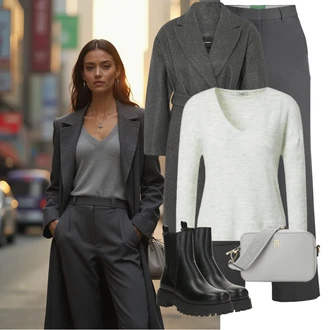 Stil Outfit sa Crna Ravna Gležnjača/Chelsea Gležnjača/Podstavljena Gležnjača About You "Zimski Outfit"