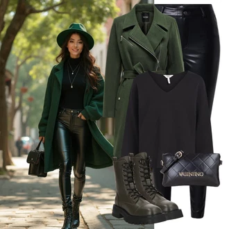 Maskáčový Outfit s Tmavě zelená Šněrovací Kotníková Bota/Bojová Bota "Zimní look"
