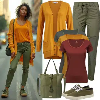 Green pants outfits "Barvita Jesenska Obleka"