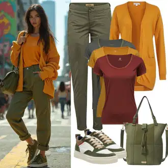Green pants outfits "Barvita Jesenska Obleka"