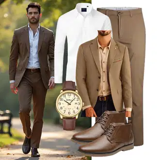 Hütten Outfit mit Khaki/Braun Jack & Jones "Business Outfit"Look: Pop Konzert, Hütten, Schule, Strandtag