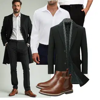 Business Outfits mit Schwarz/Beige Performance Pants "Business Outfit"