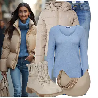 Kombinacije od trapera Zima sa SvjetloPlava/Plava Pletivo Veći Broj/Bluza Veći Broj Only "Zimski look"